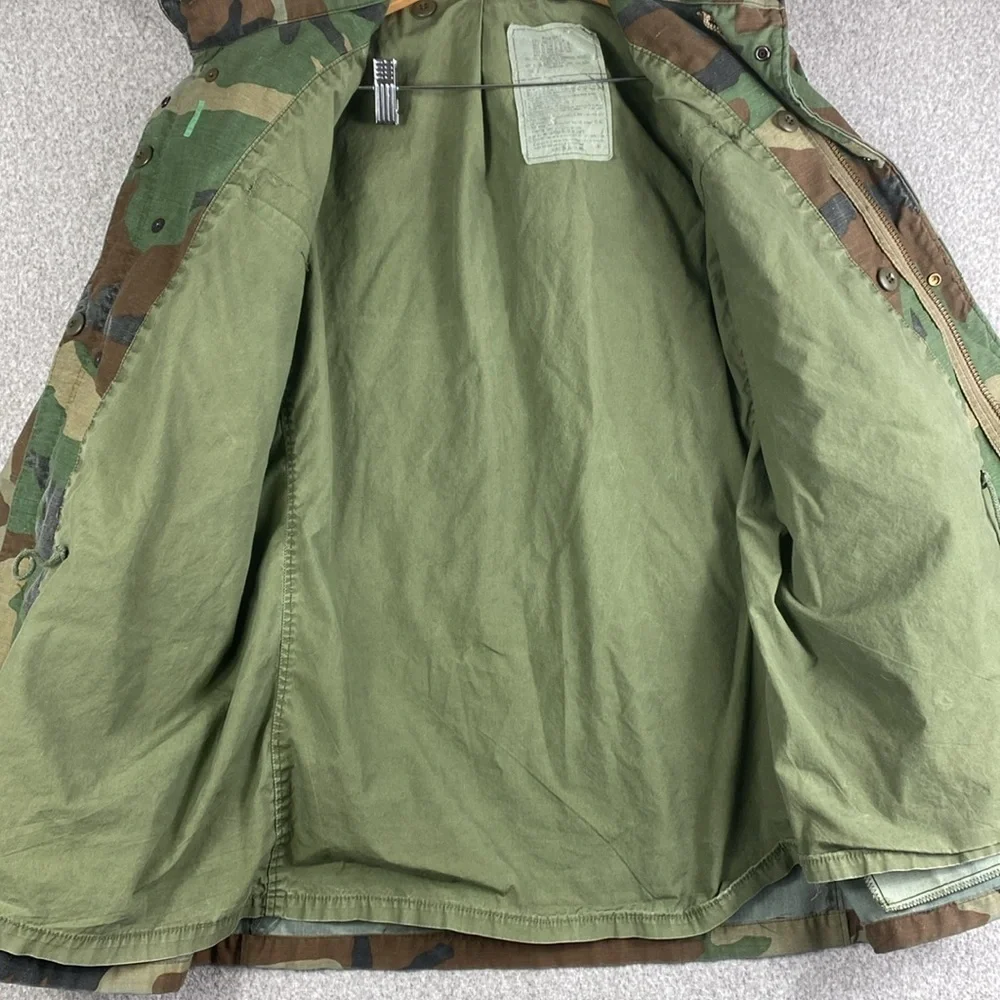 Vintage US Army anorak BDU jacket woodland print metal zipper medium regular